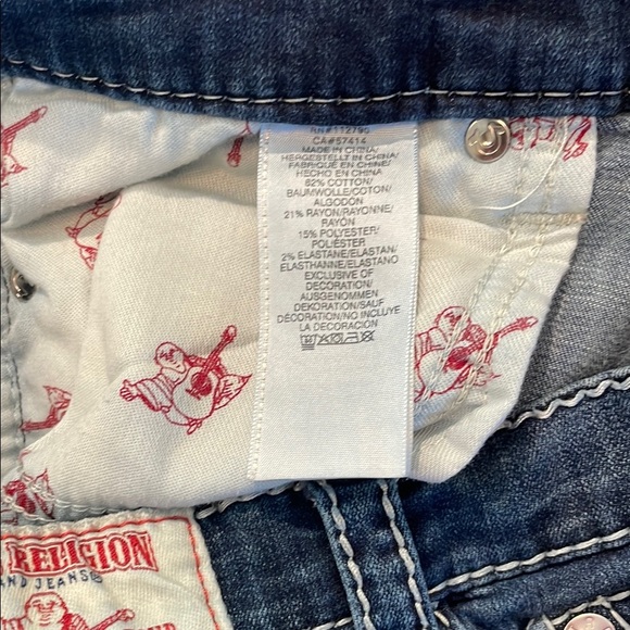 Women’s TRUE RELIGION Bootcut Distressed Blue Jeans Sz 30 - Picture 6 of 8